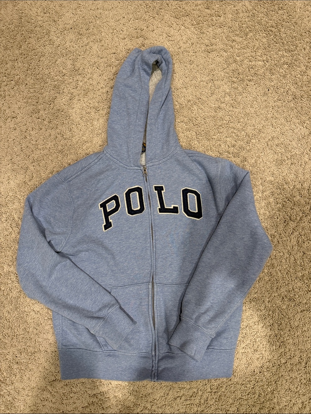 Polo by Ralph Lauren Heather Light Blue Full-Zip Hoodie with POLO Applique